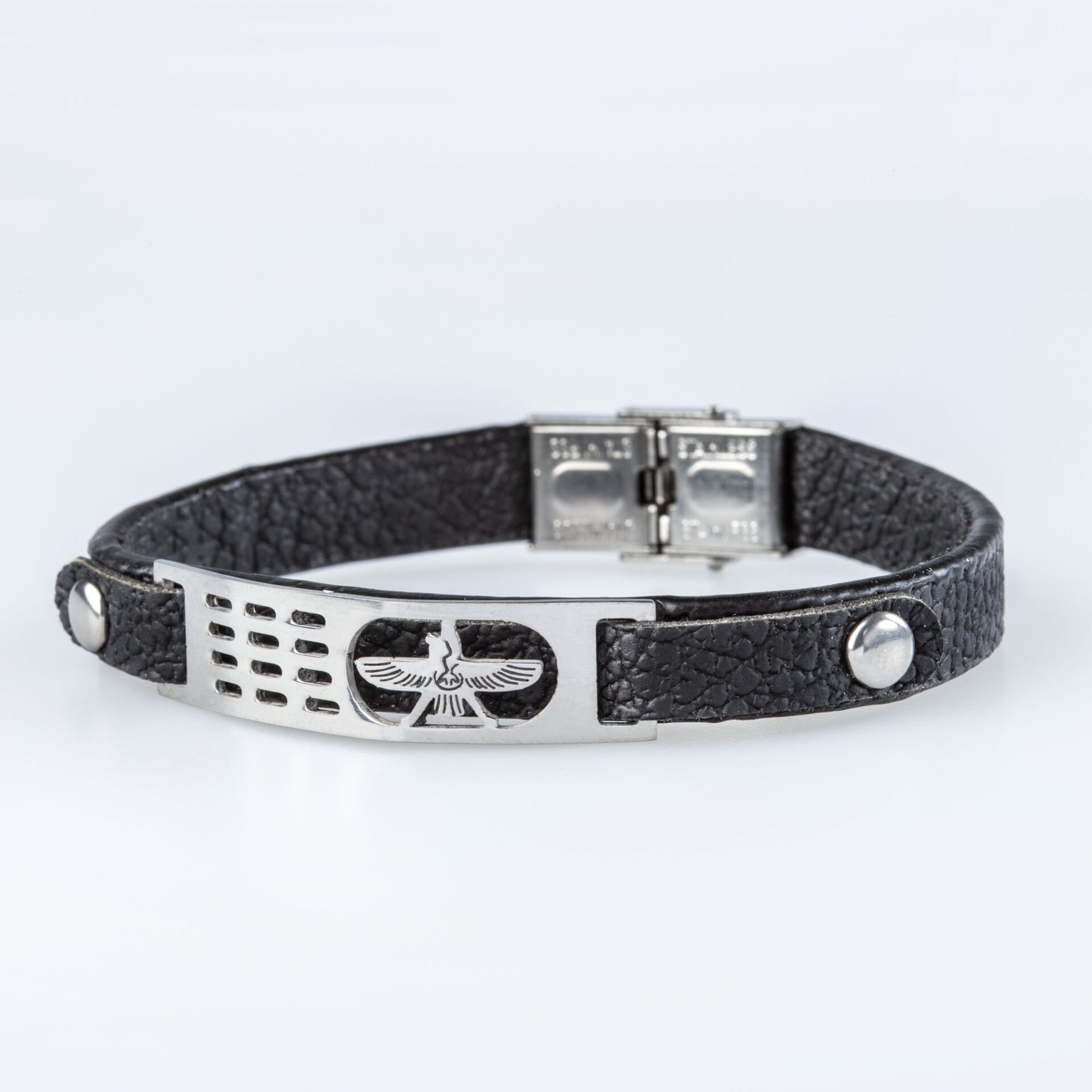 Men's Faux Leather Steel Bracelet