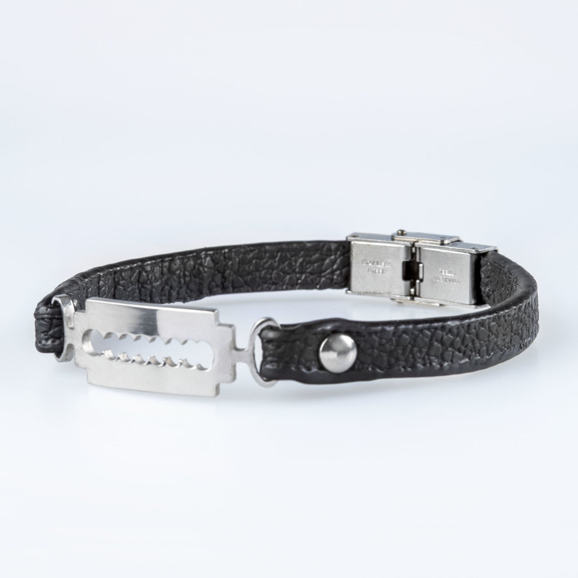 Men's Faux Leather Steel Bracelet