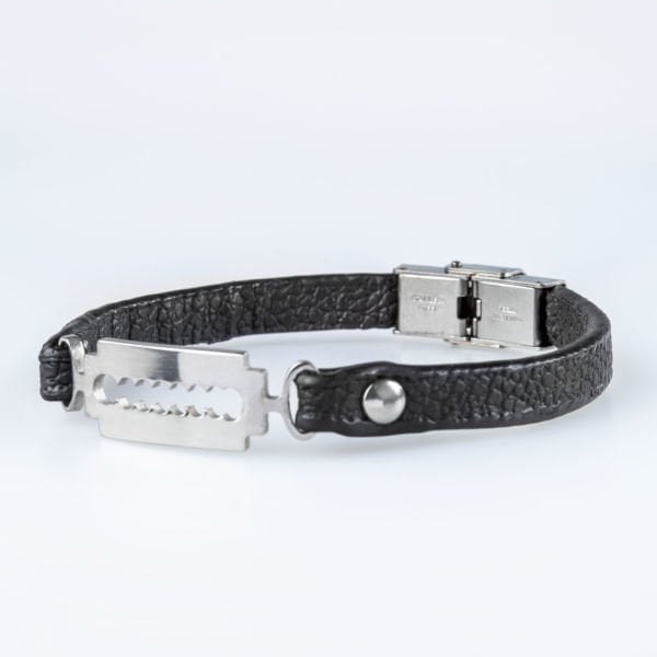 Men's Faux Leather Steel Bracelet