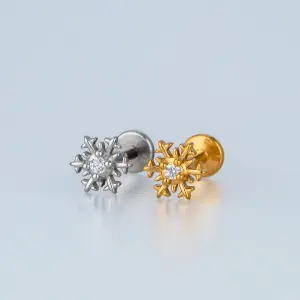 Toptan Piercing Çelik Tragus Kar Tanesi Sarı