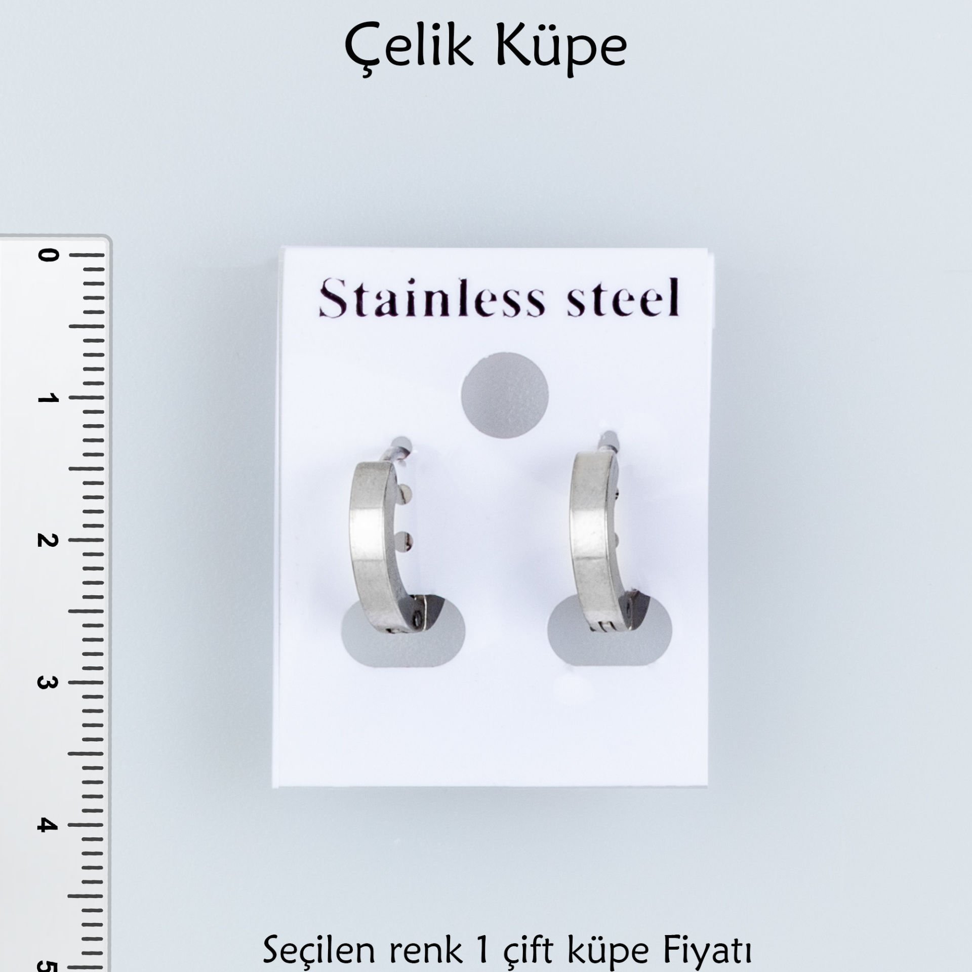 Çelik Küpe Beyaz Mat Kalınlık 2.5mm - Çift