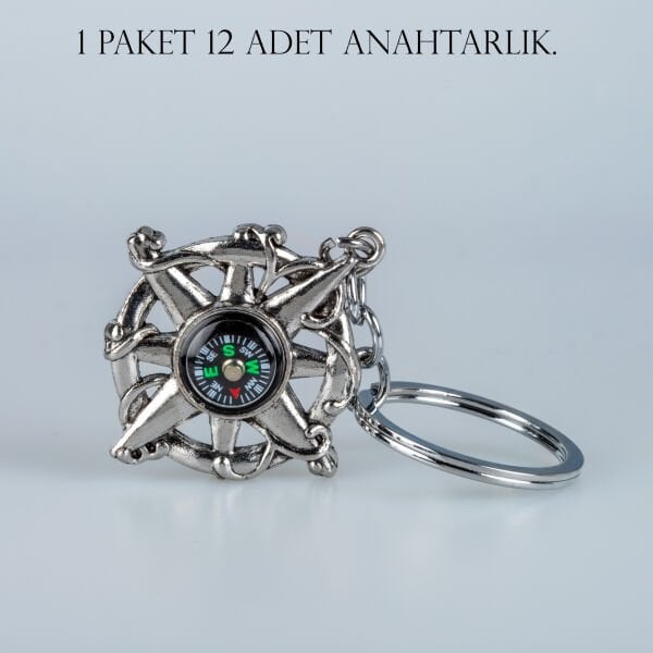 Anahtarlık Pusula Paket 12 Adet