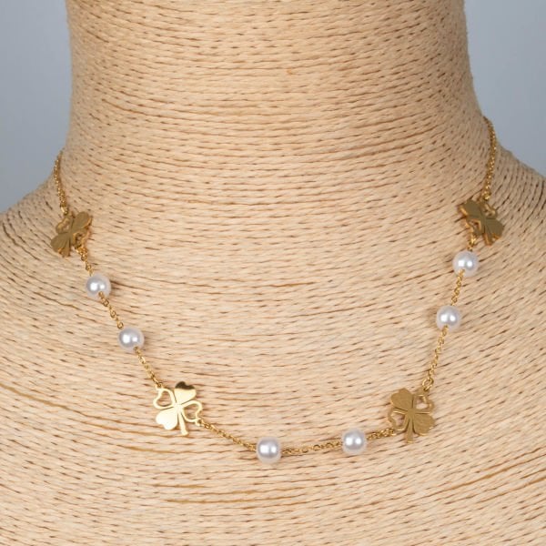 Steel Necklace Clover Chain 40cm