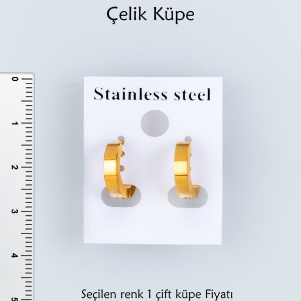 Çelik Küpe Sarı Mat Kalınlık 3mm - Çift