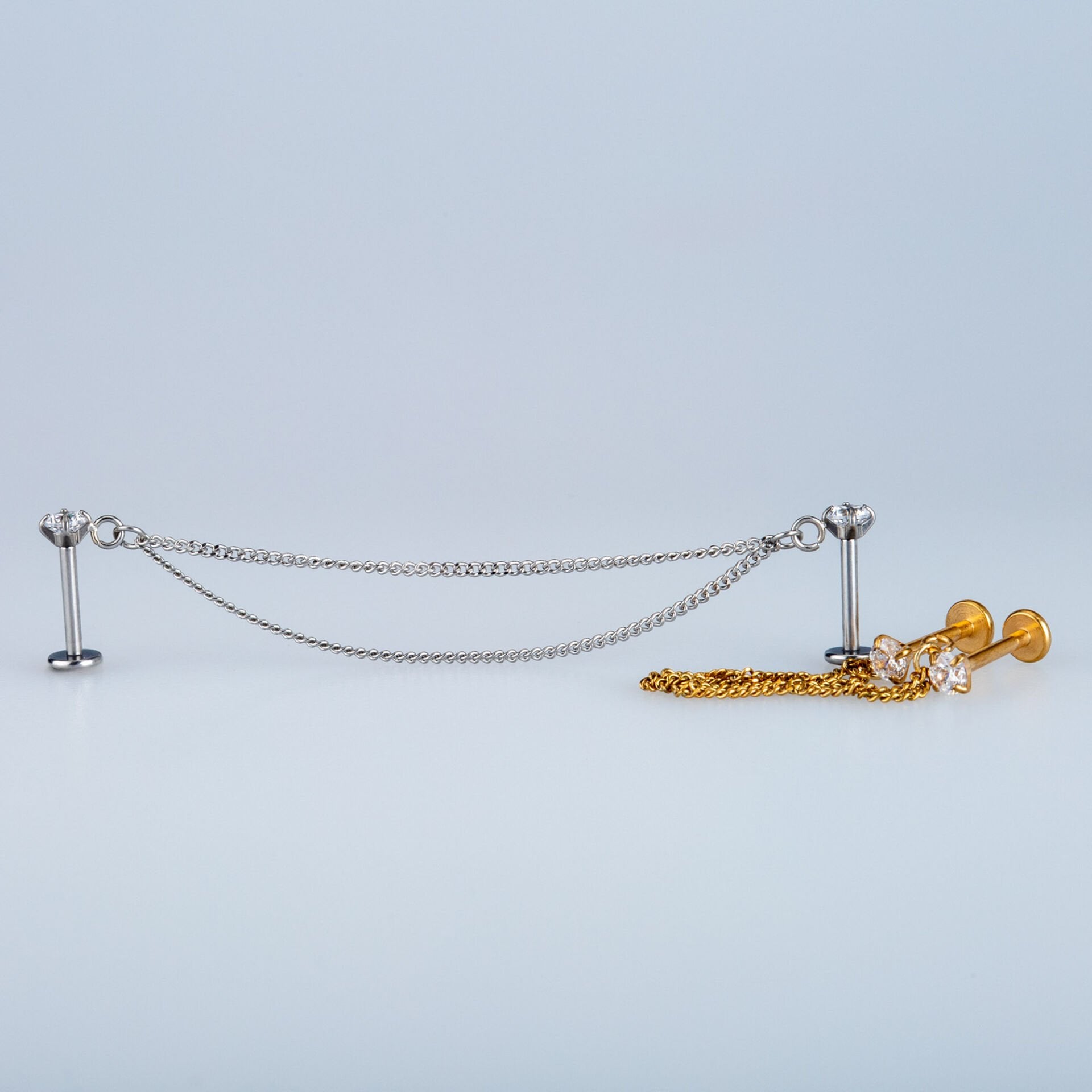 Piercing Çelik Labret Sallantılı zincir Helix Kıkırdak Beyaz