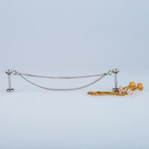 Piercing Çelik Labret Sallantılı zincir Helix Kıkırdak Beyaz