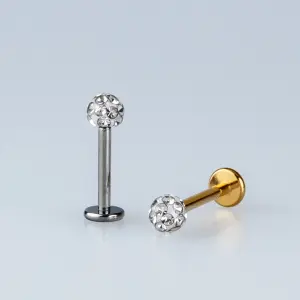 Toptan Titanyum Tragus Helix Şambala Labret 8-12mm Piercing Vos Etnik Takı Beyaz 8mm