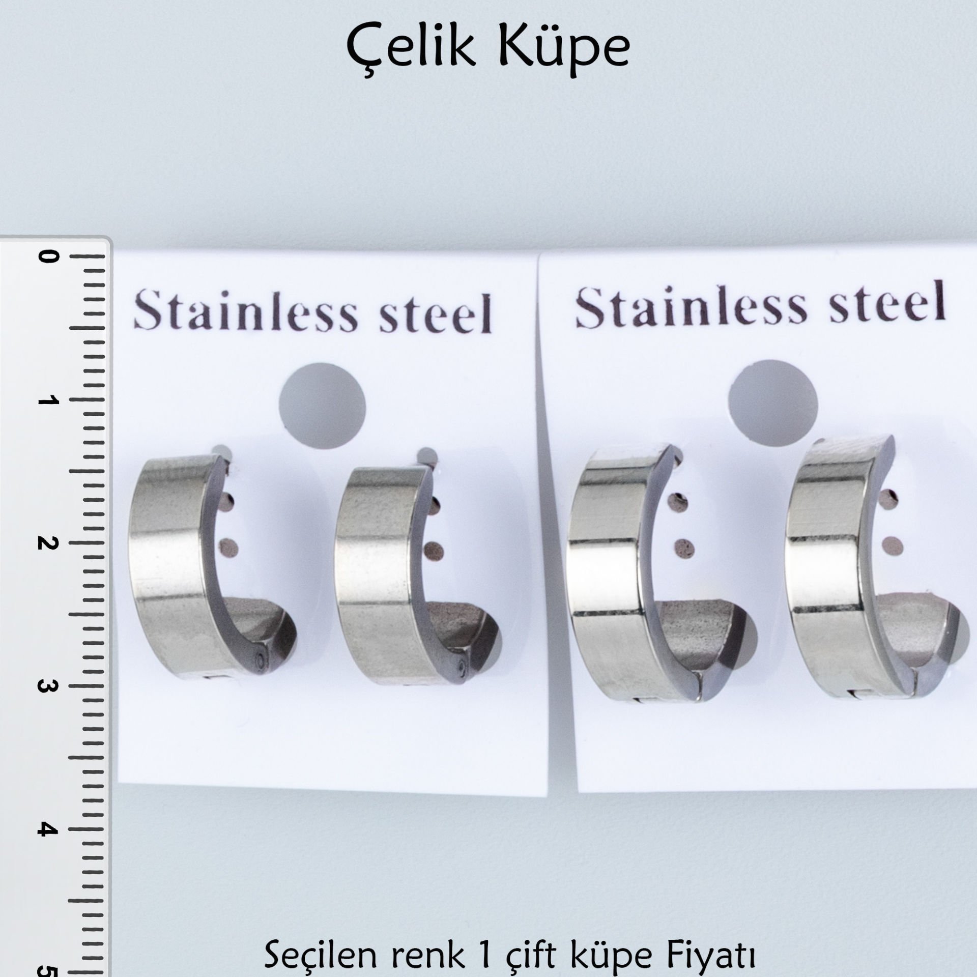Çelik Küpe Beyaz Parlak Kalınlık 5mm - Çift