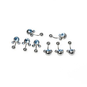 Toptan 316L Çelik Piercing Göbek Taşlı Renk 4