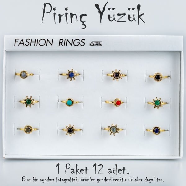 Doğal Taş Pirinç Yüzük-Paket