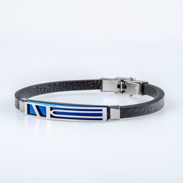 Men's Faux Leather Steel Bracelet