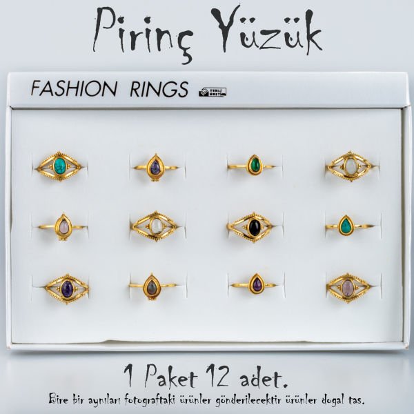 Doğal Taş Pirinç Yüzük-Paket