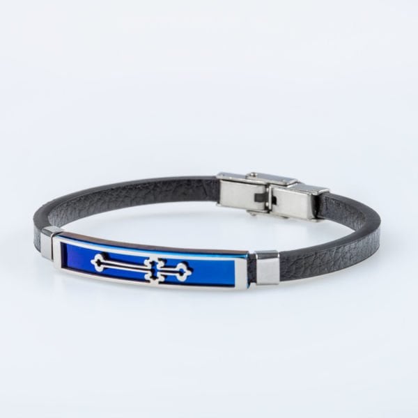 Men's Faux Leather Steel Bracelet