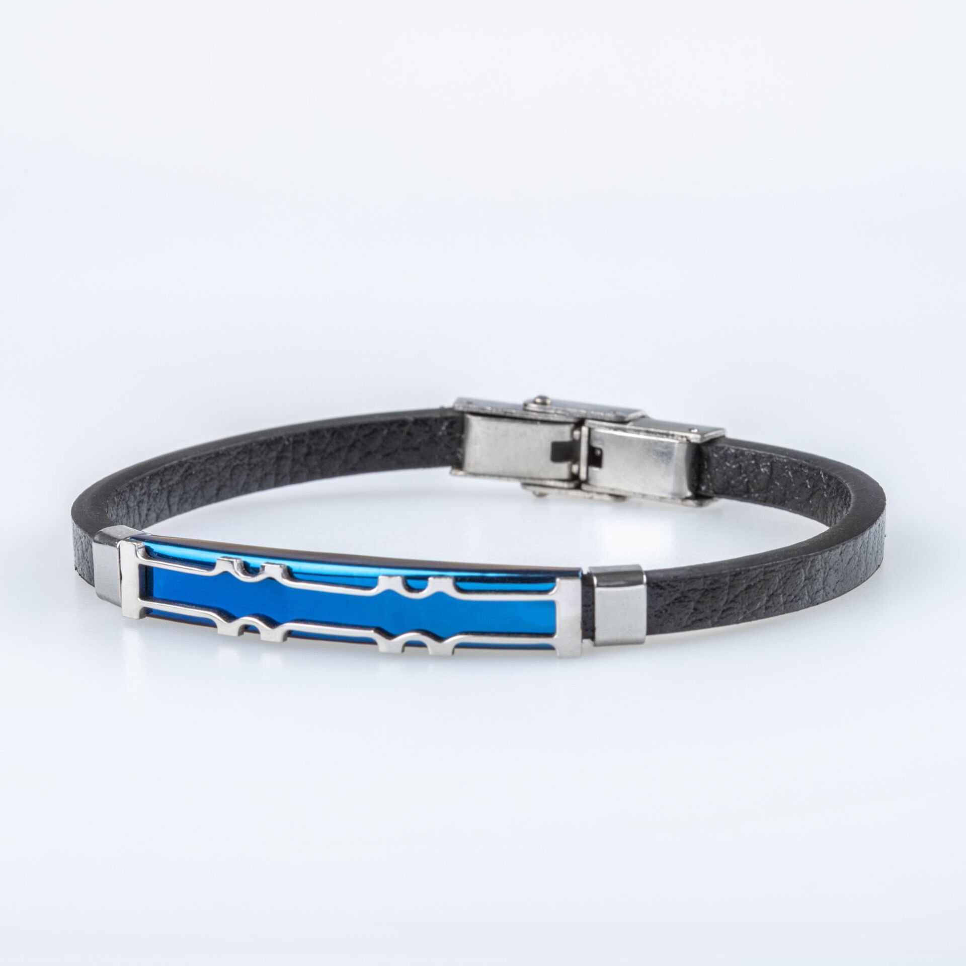 Men's Faux Leather Steel Bracelet