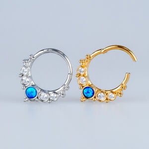 Piercing Çelik Halka Segment Opal Taş Sarı