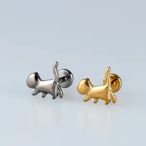Toptan Piercing Titanyum Kedi Figürlü Tragus Helix Labret Vos Etnik Takı Beyaz 8mm