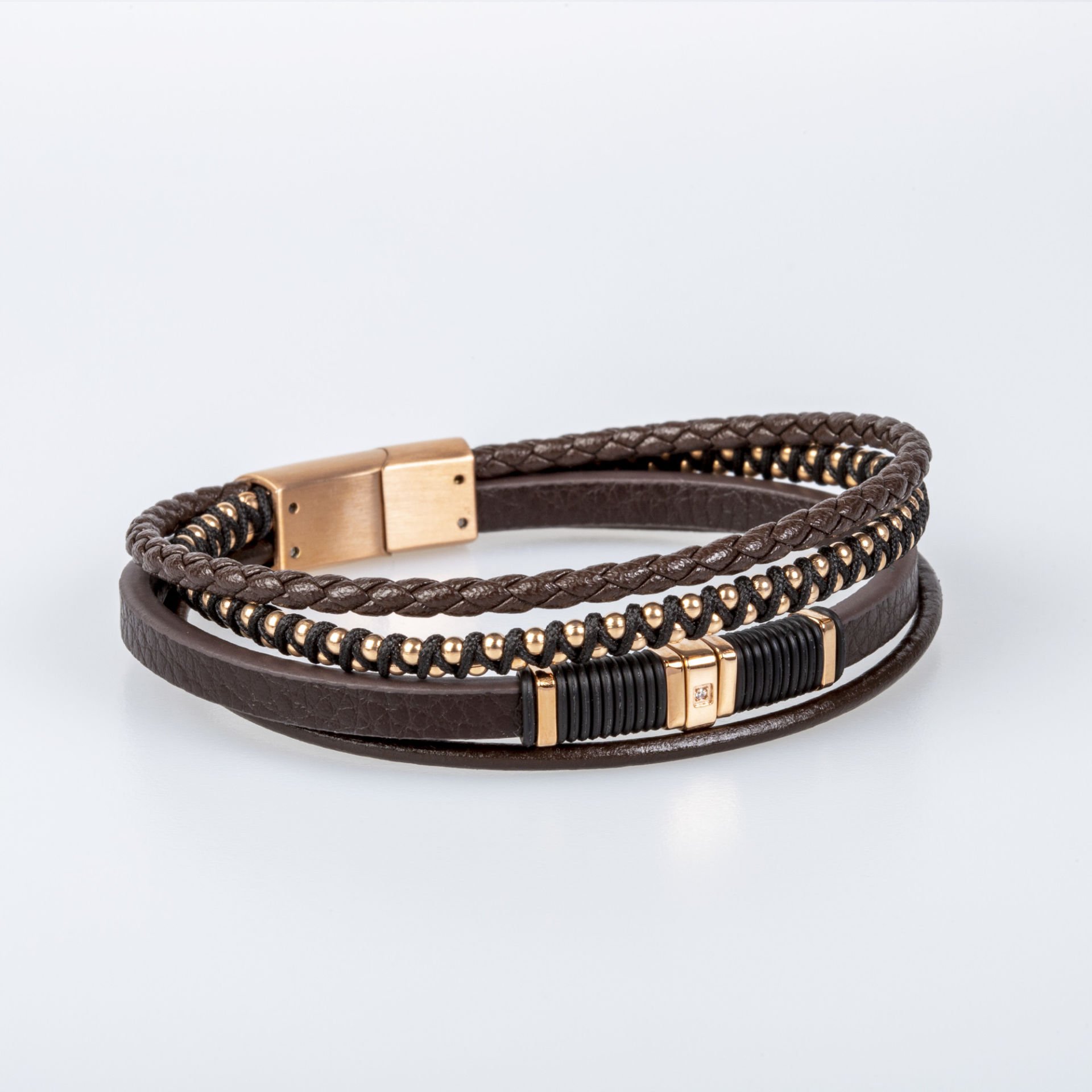 Men's Leather Steel Bracelet