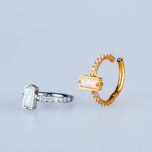 Piercing Çelik Halka Segment Opal Taş Sarı