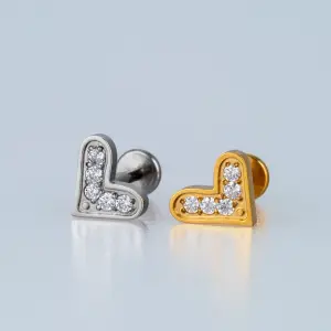 Toptan Piercing Çelik Tragus Kalp Sarı