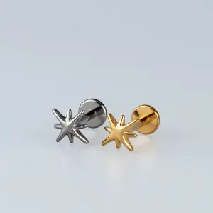 Toptan Piercing Titanyum Kuzey Yıldızı Tragus Helix Labret Vos Etnik Takı Beyaz 8mm