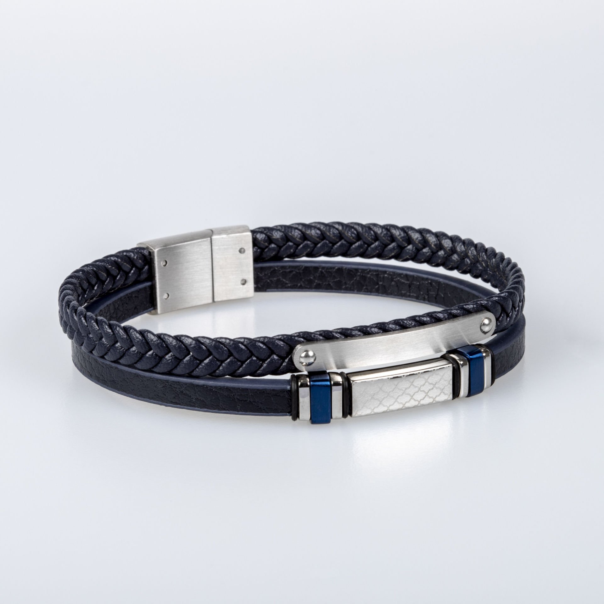 Erkek Deri Çelik Bileklik