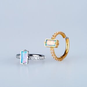 Piercing Çelik Halka Segment Opal Taş Sarı
