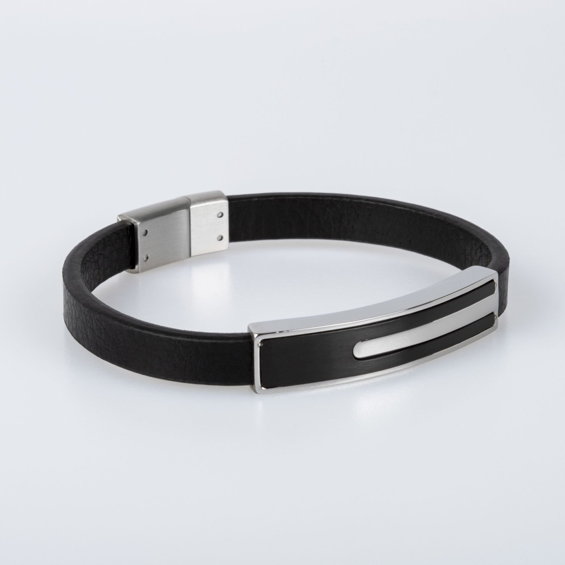 Men's Leather Steel Bracelet