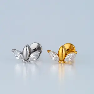 Toptan Piercing Çelik Tragus Lotus Sarı