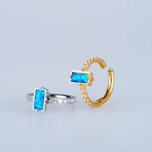 Piercing Çelik Halka Segment Opal Taş Sarı