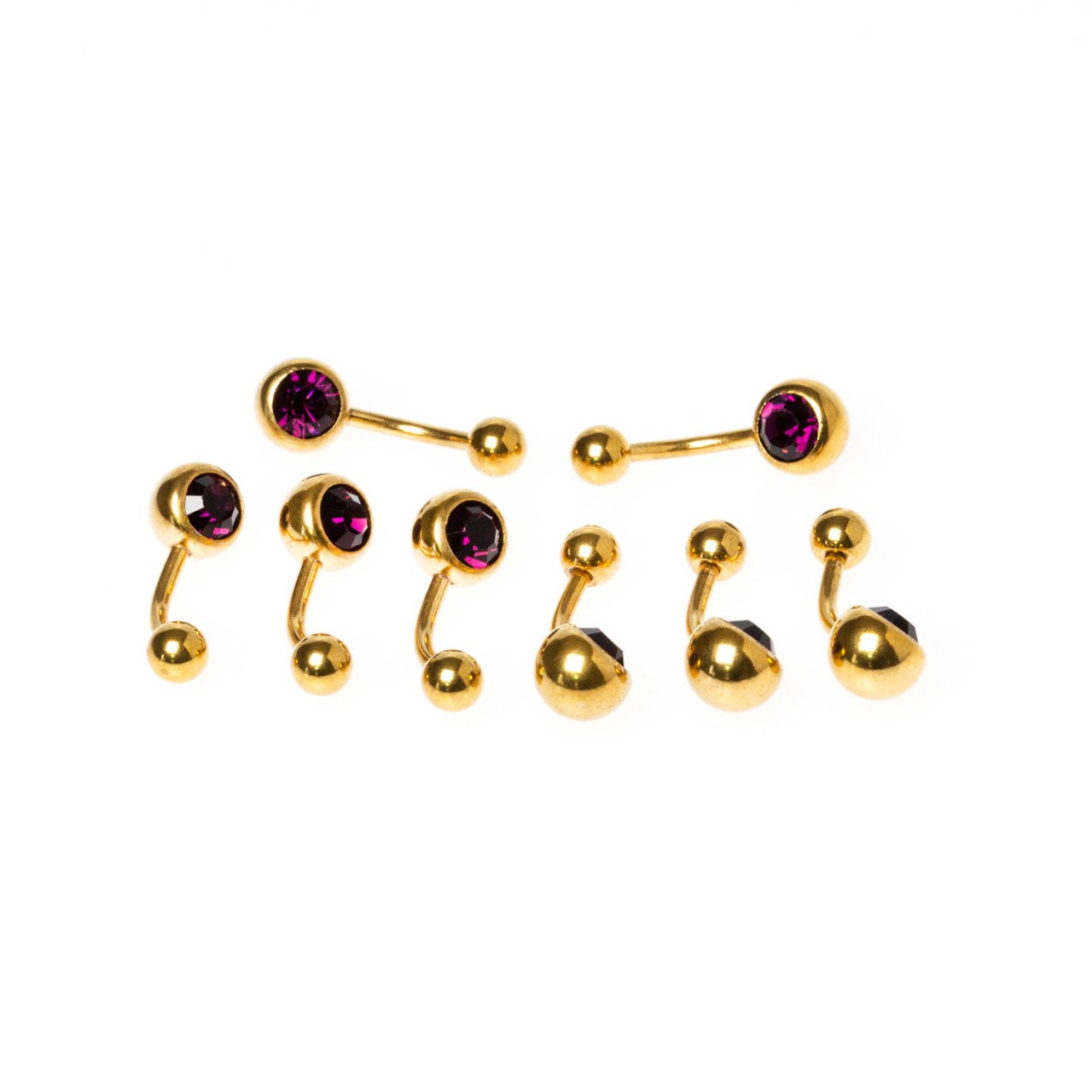 Toptan 316L Çelik Piercing Göbek Taşlı Renk 2