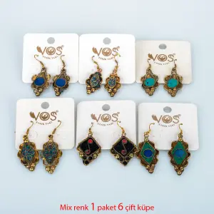 Toptan Ham Pirinç Etnik Küpe Paket 6 Çift