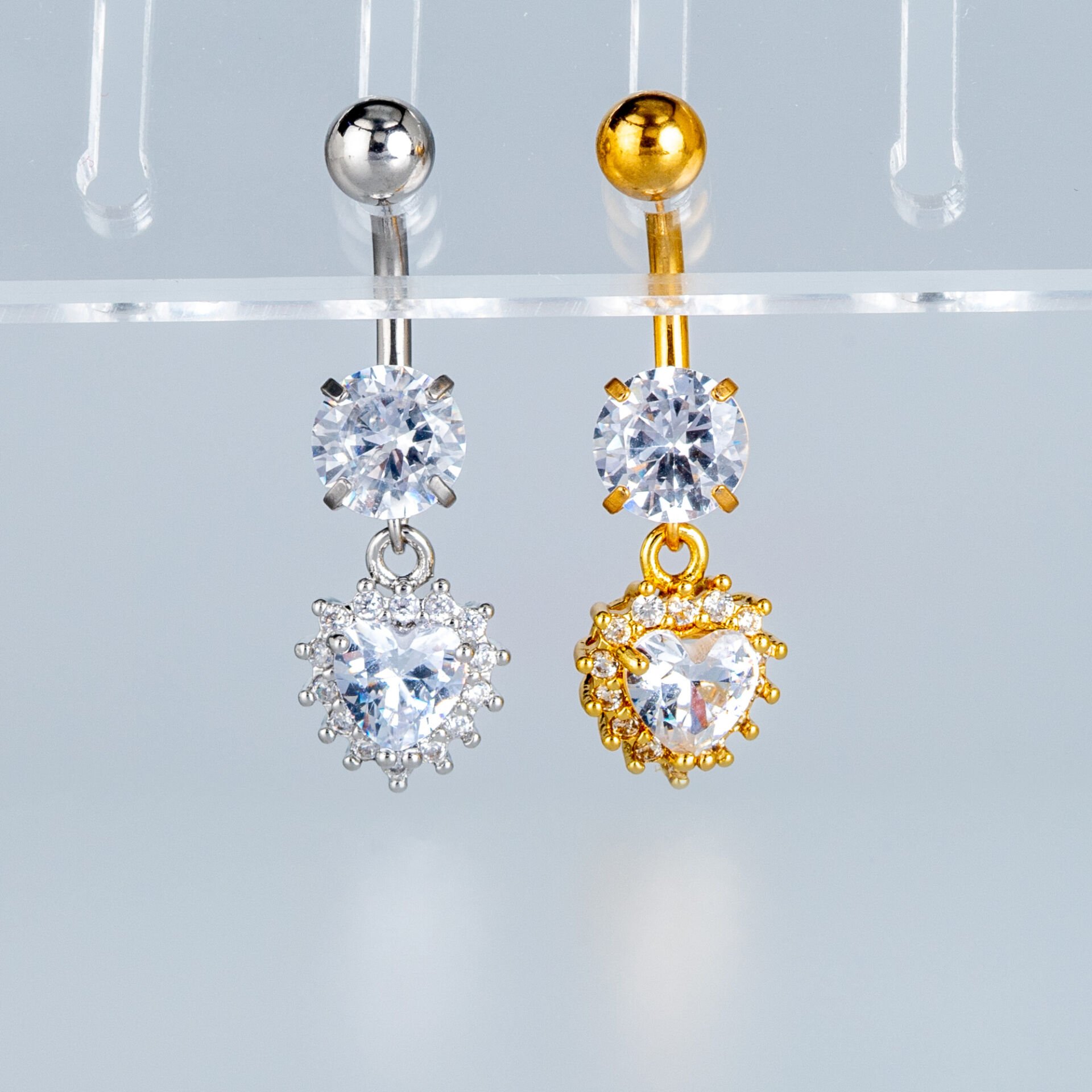 Piercing Göbek Fashion Kalp Taş Sarı