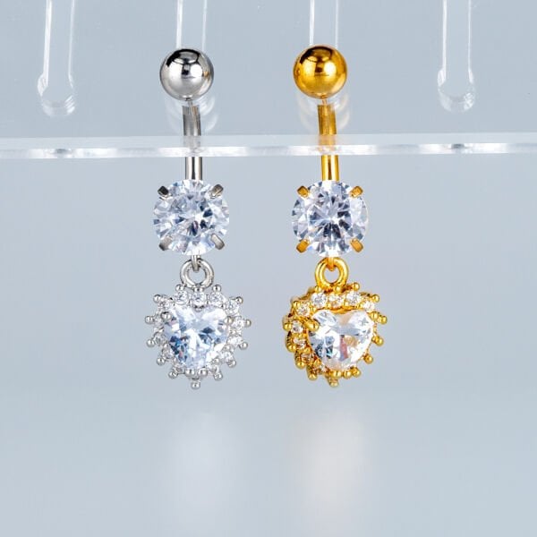 Piercing Göbek Fashion Kalp Taş