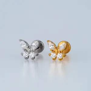 Toptan Piercing Çelik Tragus Kelebek Sarı
