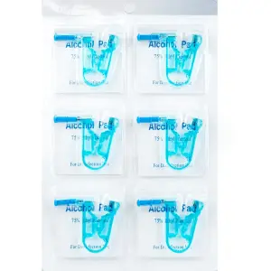 Toptan Tek Kullanımlık Steril Kulak Delme Kiti - Alkollü Mendil Seti 6'lı Paket