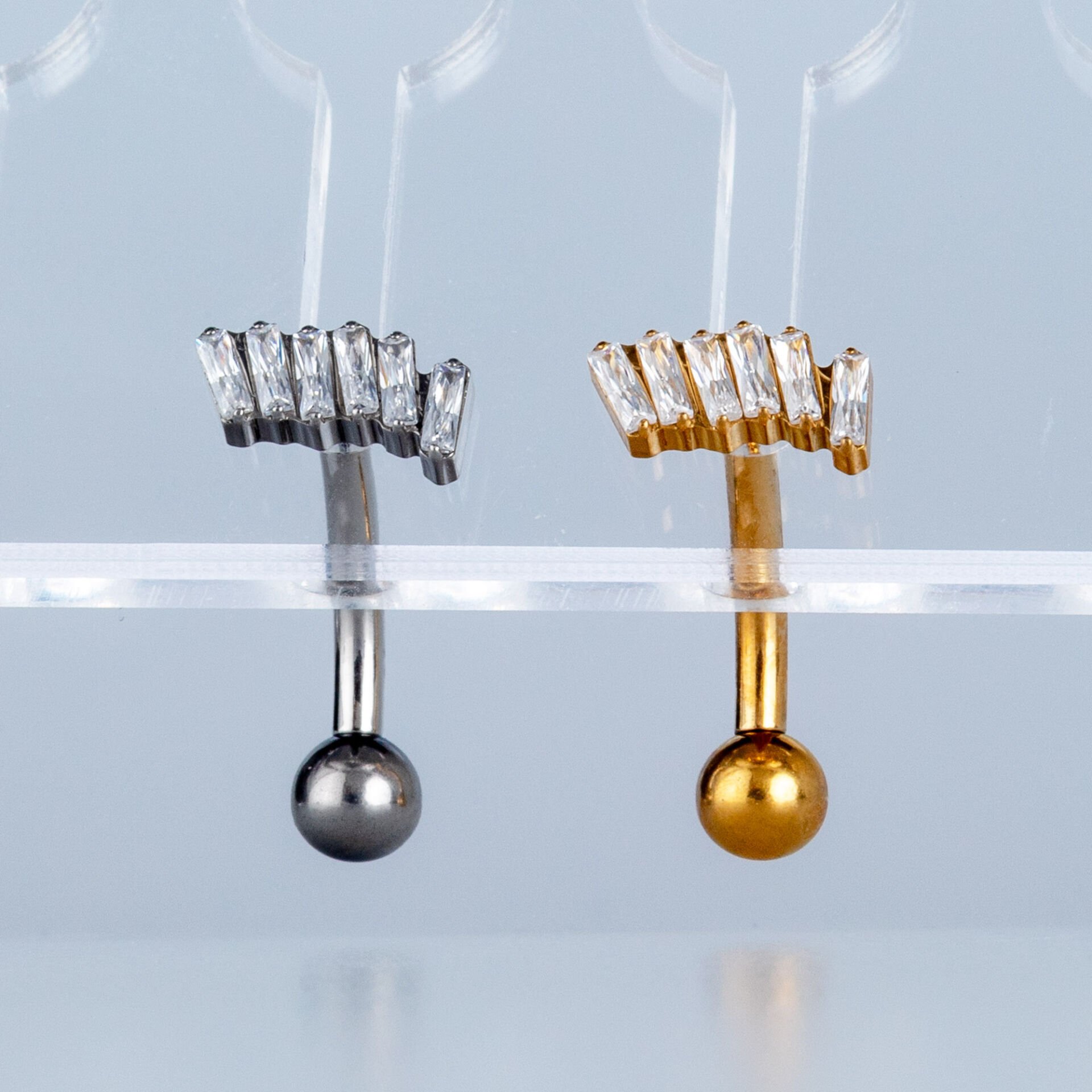 Piercing Titanyum Ters Göbek Fashion Fiyonk Sutun Taş