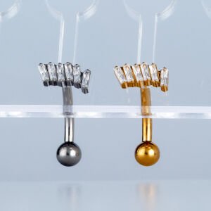 Piercing Titanyum Ters Göbek Fashion Fiyonk Sutun Taş