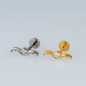 Toptan Piercing Titanyum Yarasa Kanadı Tragus Helix Labret Vos Etnik Takı Beyaz 8mm