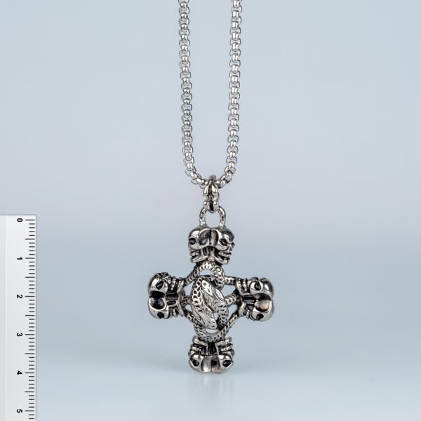 Steel Necklace Skull Snake