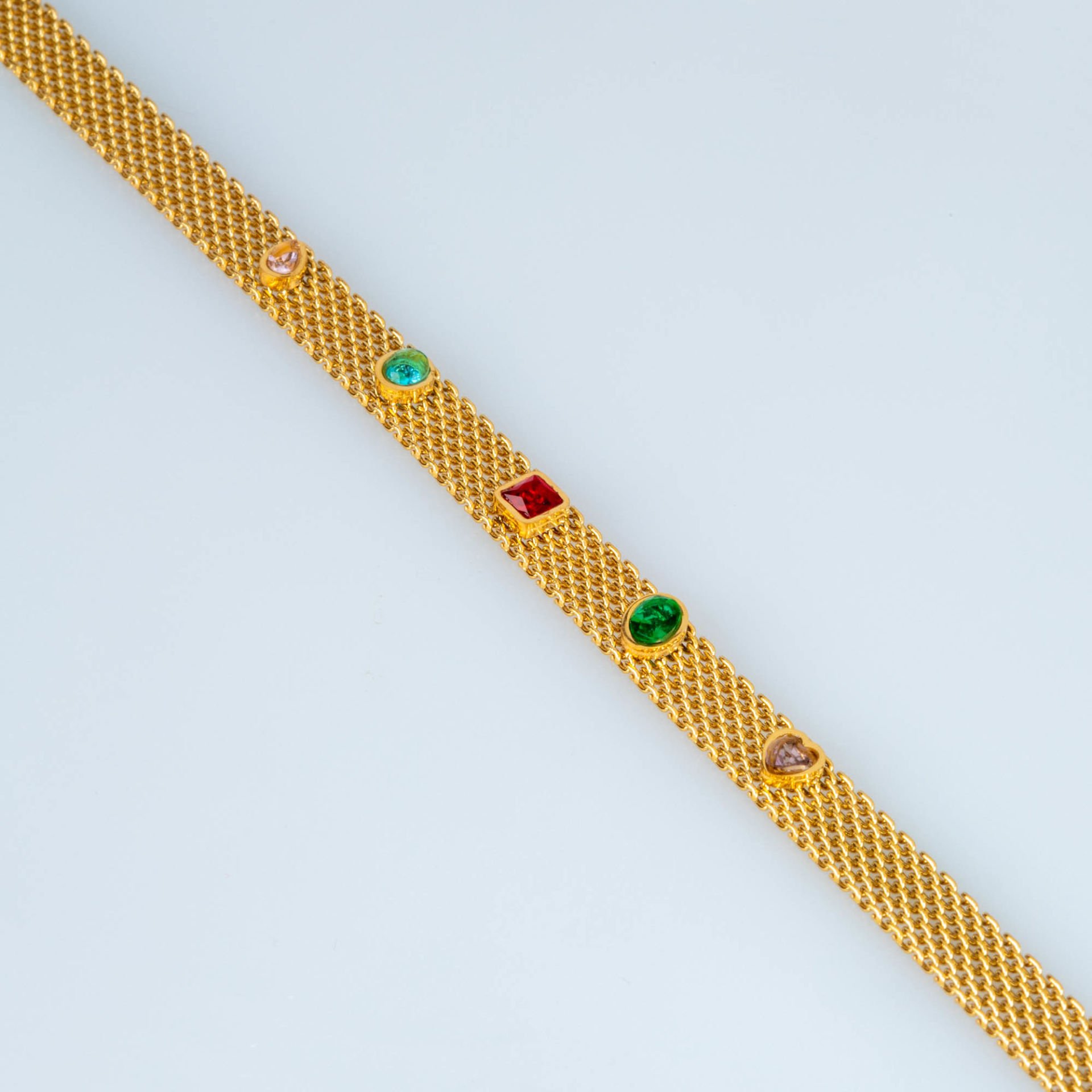 Steel Chain Bracelet Colored Stones