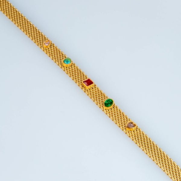 Steel Chain Bracelet Colored Stones