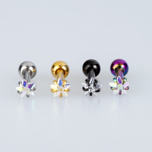 Piercing Tragus 3mm Star Stone Rainbow