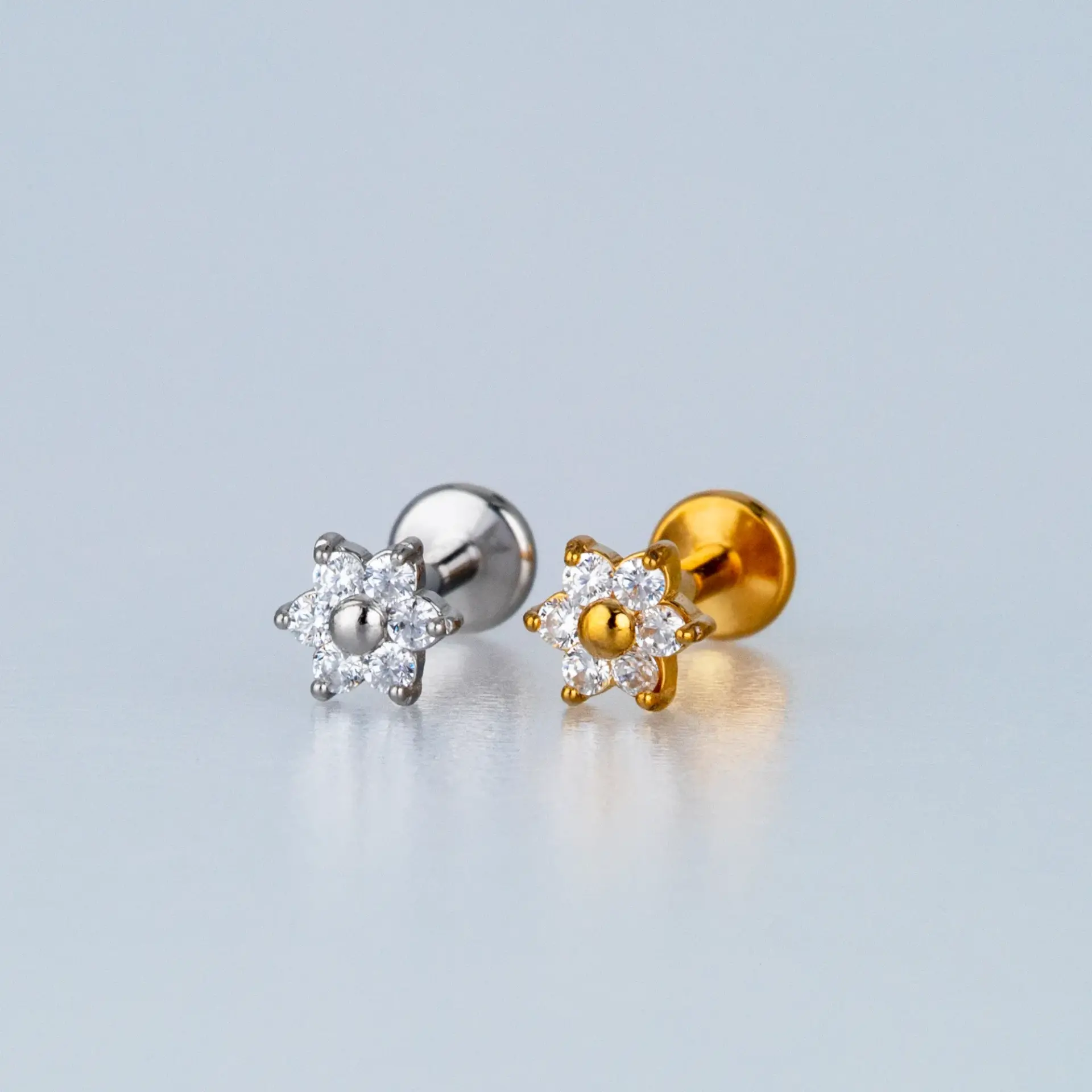 Toptan Piercing Çelik Tragus Çiçek Sarı