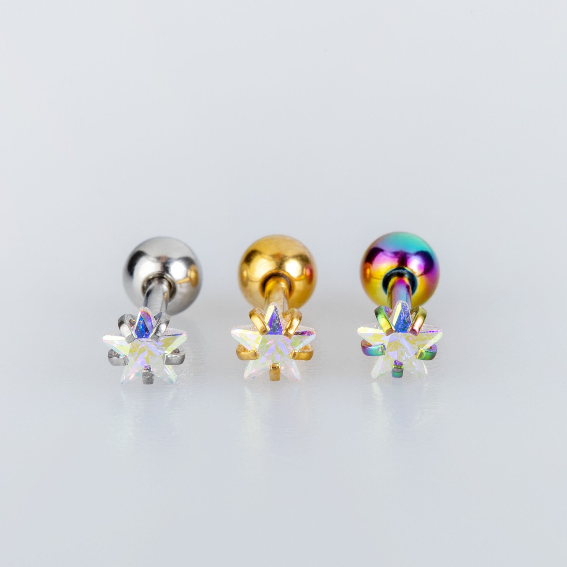 Piercing Tragus 4mm Star Stone Rainbow