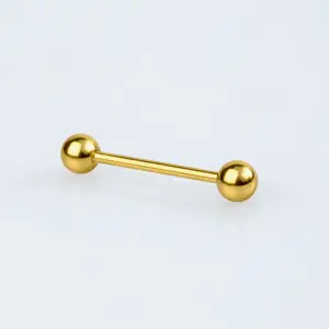 Piercing Titanyum Göğüs 1.2mm Bar İlk Delim Sarı 12mm