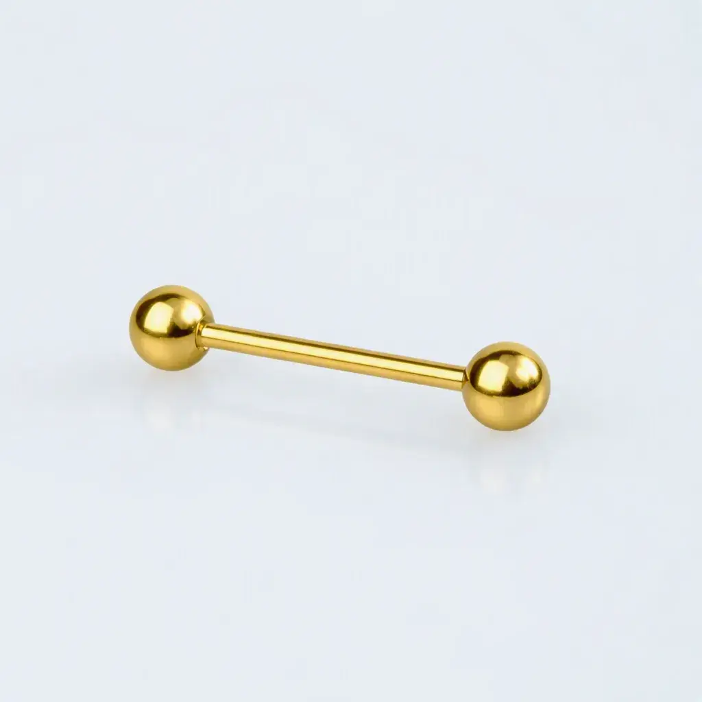 Piercing Titanyum Göğüs 1.2mm Bar İlk Delim Sarı 14mm