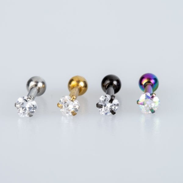 Piercing Tragus 3mm Heart Stone Rainbow