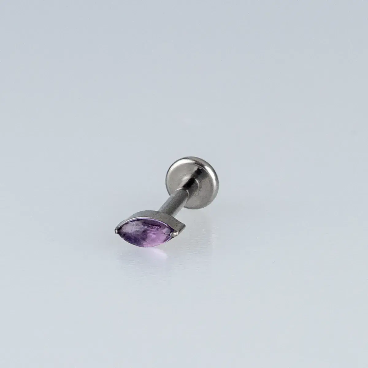 Toptan Piercing Titanyum Doğal Taşlı Mekik Tragus Helix Labret Vos Etnik Takı Ametist