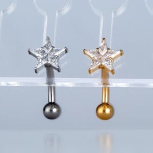 Piercing Titanyum Ters Göbek Fashion Yıldız