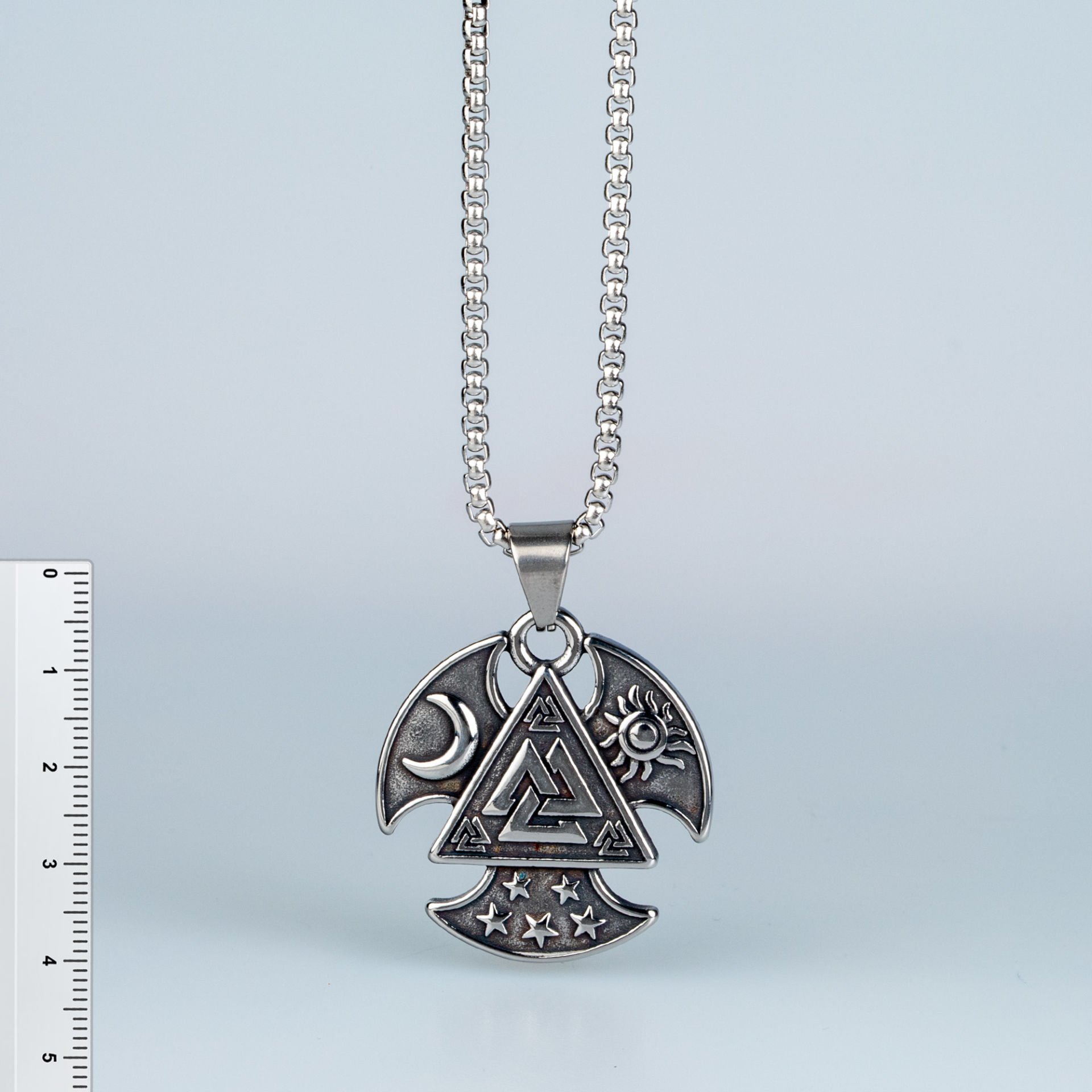 Toptan Valknut Gotik Çelik Erkek Kolye